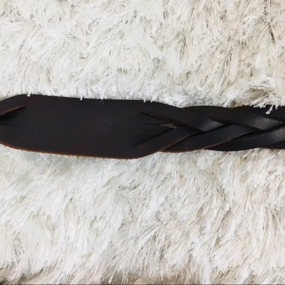 Vintage GAP Leather Braided Sz Small Medium Brown Belt